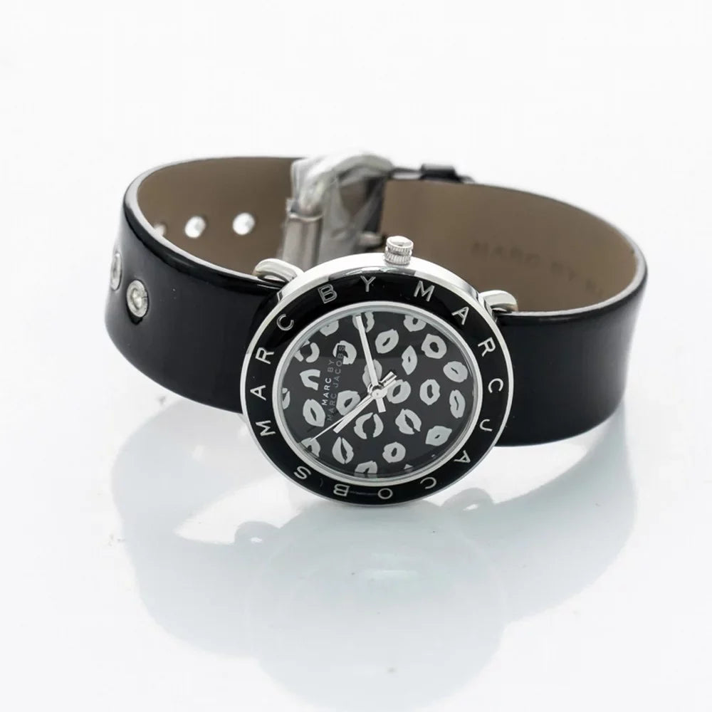 Marc By Marc Jacobs Women's Amy Lips Black Leather Watch 36MM