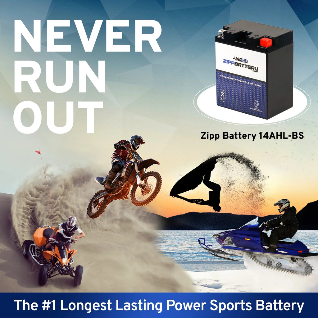 Zipp Battery - (14AHL- 12 Volt,12 Ah, 210 ) Motorcycle Battery for Suzuki 750cc Gsx-r750 1989