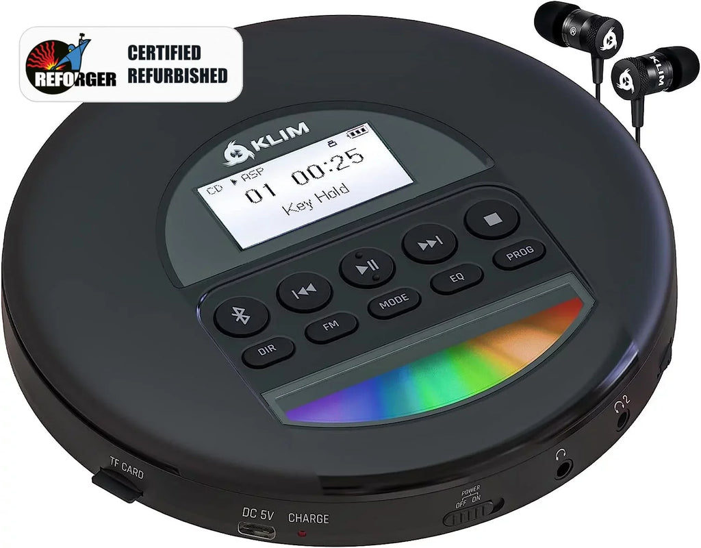 Pre-Owned  Nomad Portable  Player Discman with Fusion Headphones, Rechargeable Battery, ,  Card,   Radio, Bluetooth- Ideal for Cars, Black (Refurbished: Good)