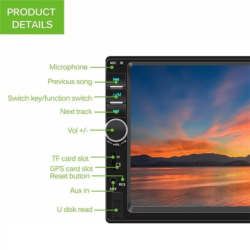 Car Radio Double Din Car Stereo 7"  Touch Screen in-Dash Head Unit with Bluetooth Support Mirror Link/////  +Rear View Camera& Remote Control