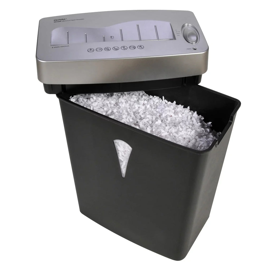 Royal  Paper Shredder - Micro Cut - 5 Per Pass - for shredding Paper, Credit Card - 0.157" x 0.394" Shred Size - 4 gal Wastebin Capacity - Black, Silver