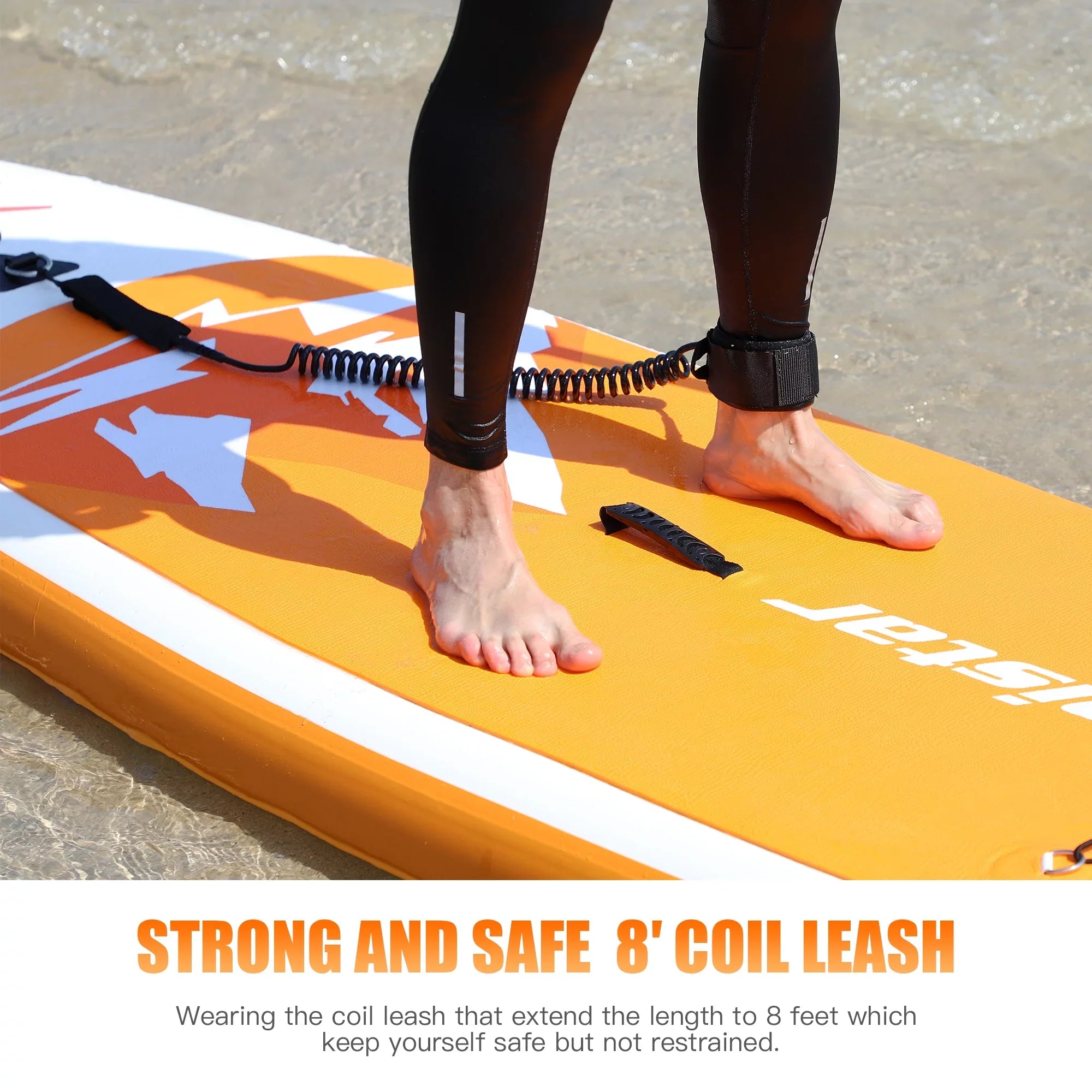 Famistar 10' Inflatable Stand Up Paddle Board (6"Thick) with / 3 Pins | Wide Stance, Bottom Fin for Paddling, Surf Control, Non-Slip Deck |Youth & Adult Standing Boat-Orange