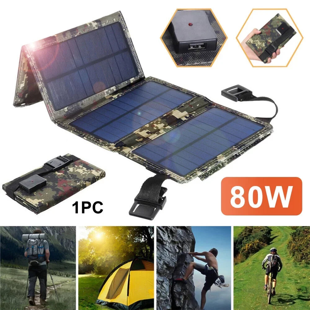 Jahy2Tech Foldable Outdoor 80W  Solar Panel Portable Phone Charger Camping Hiking Rechargeable Battery High Quality