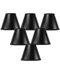 Set of 6 Black Parchment Gold-Lined Chandelier Candle Clip Lamp Shade 3x6x5