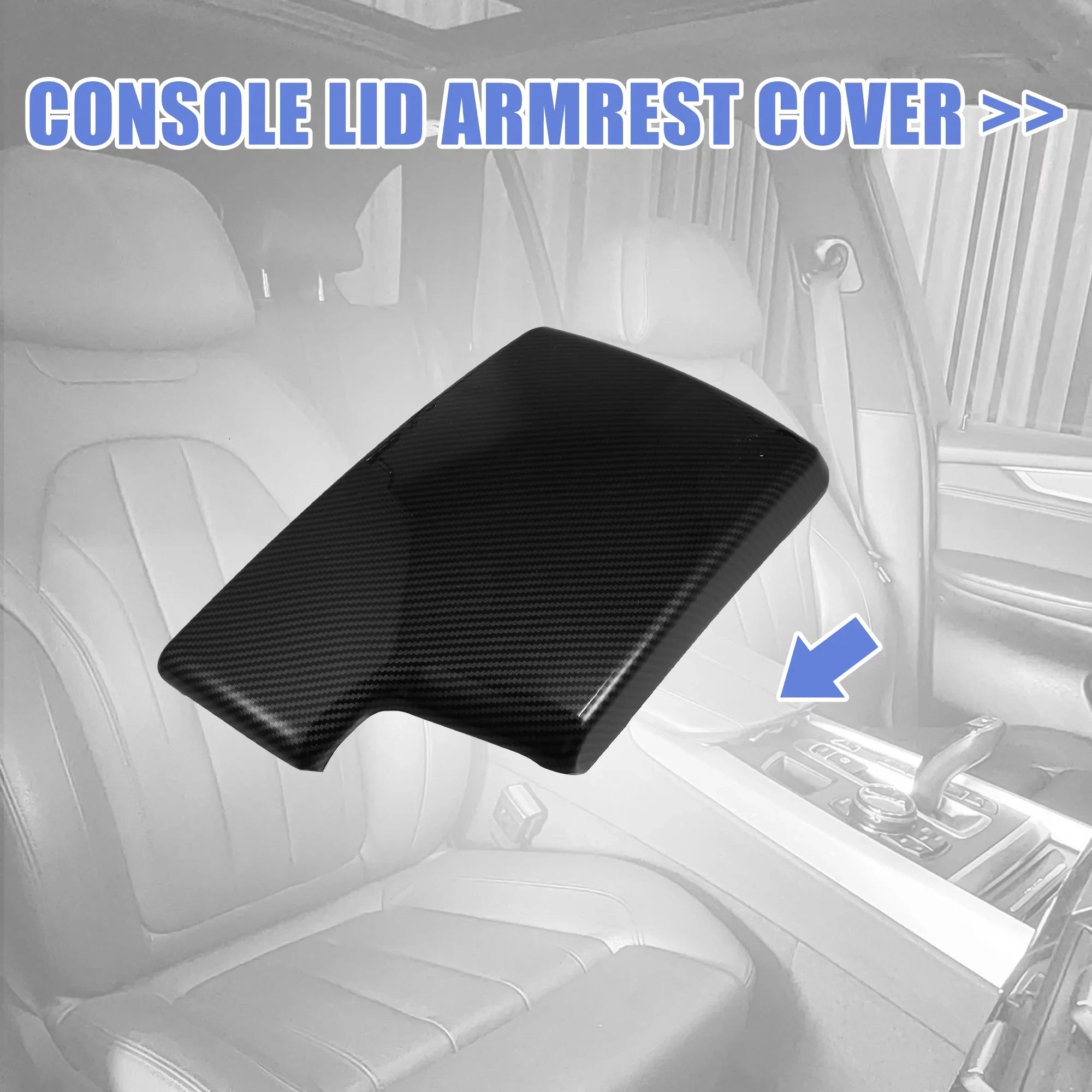 Unique Bargains Car Center Armrest Box Cover Carbon Fiber Pattern Console Storage Box Protector for  3 Series