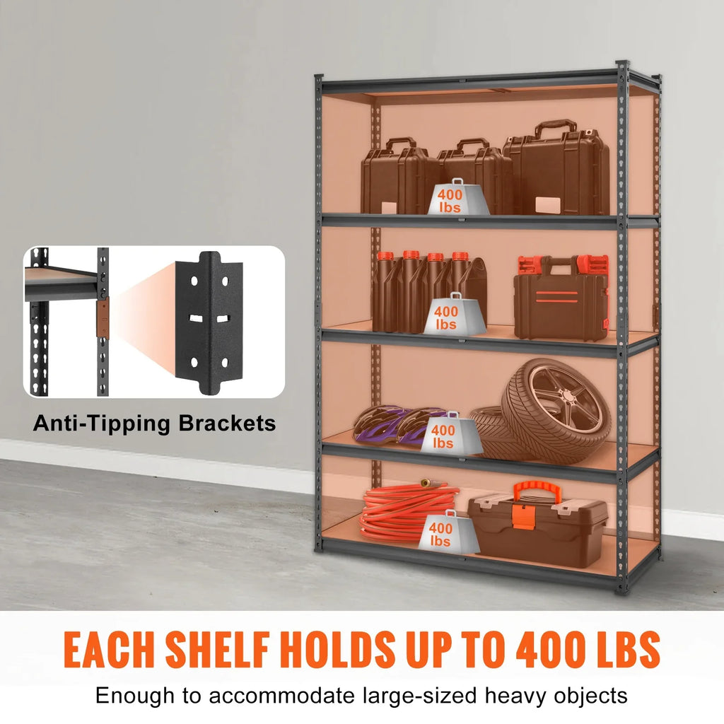 Storage Shelving Unit 72 in.  x 48 in.  x 18 in.  ,Garage Storage Rack 5-Tier Adjustable 2000 lbs Load