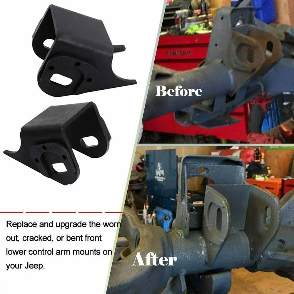 2x Front Lower Control Arm Brackets Axle Side Mount Bracket For Jeep