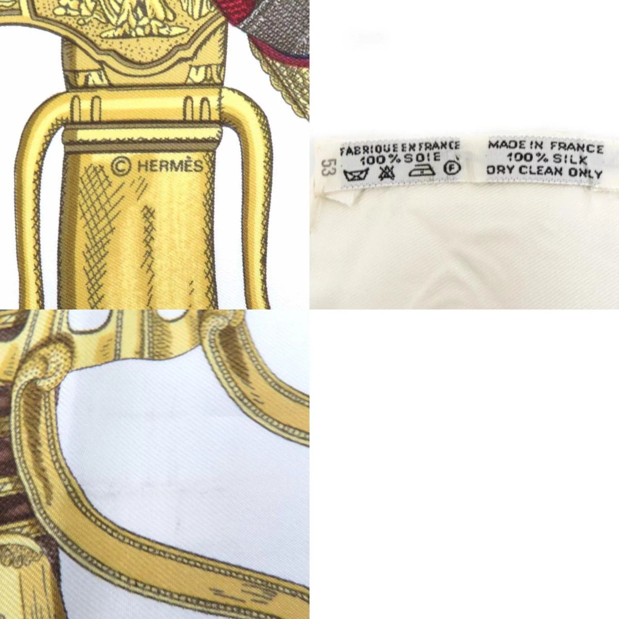 Pre-Owned Hermes  Scarf Carre 90   Silk Off-White/Multicolor Ladies (Good)
