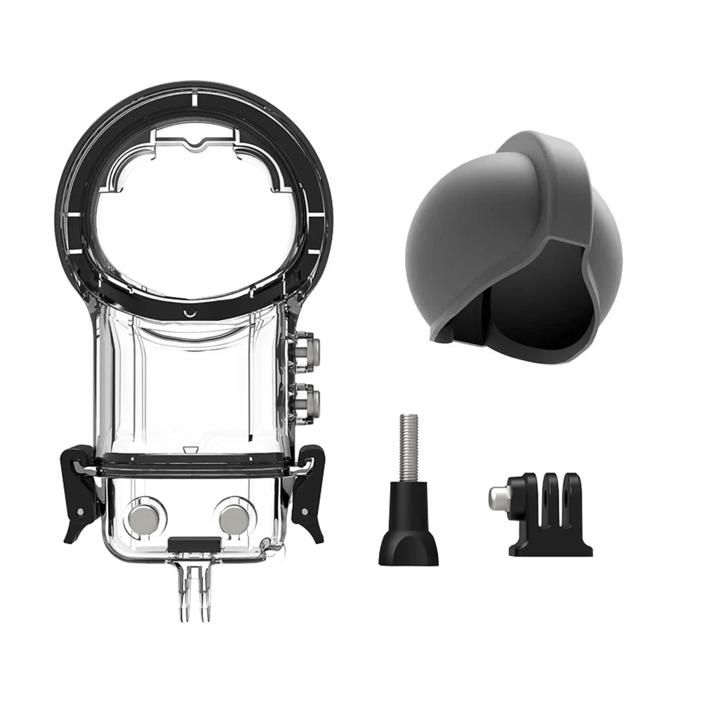 Radirus Panoramic Sports Camera Dive Case, Waterproof Housing, Diving Protective Cover, Underwater 50M, Silicone Lens Cover