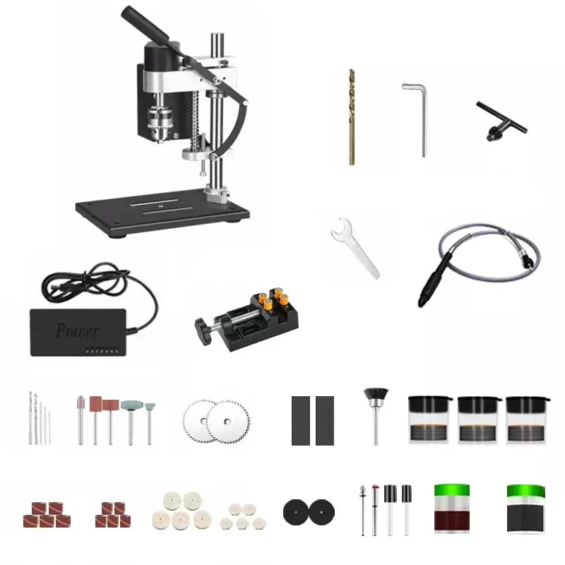 Motor Desktop Bench Drill, Wood Jewelry Metal Plastic Procession, 7-Speed Adjustable Punching Machine