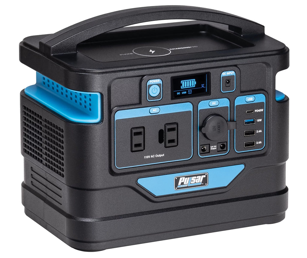 Pulsar 500 Watt Lithium-Ion Portable Power Station with  Display and Wireless Charging Pad (518Wh Capacity)