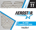 Aerostar 14x25x1  11 Pleated Air Filter,  Furnace Air Filter, 2 Pack