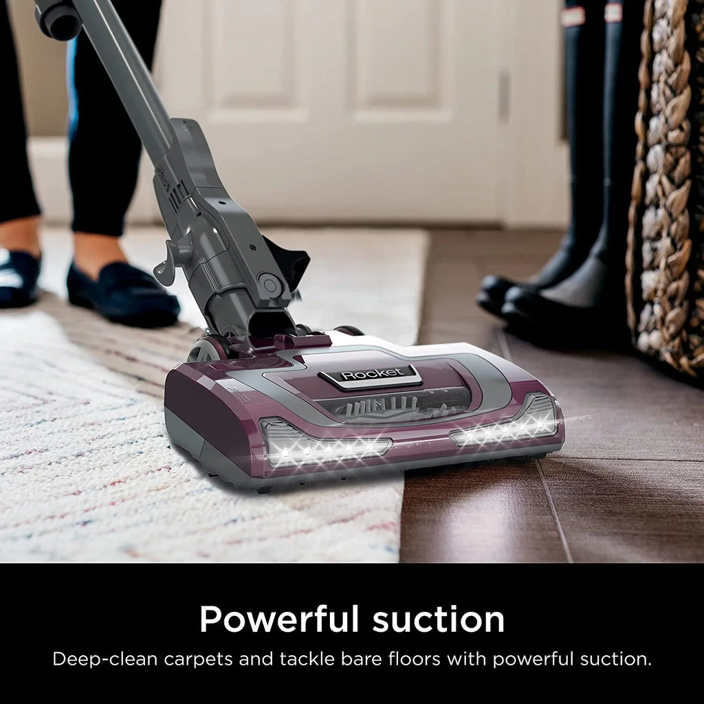 Rocket Pet Plus Corded Stick Vacuum with  Headlights,  Dust Cup, Lightweight, Perfect for Pet Hair Pickup, Converts to a Hand Vacuum, with (2) Pet Attachments, Bordeaux/Silver