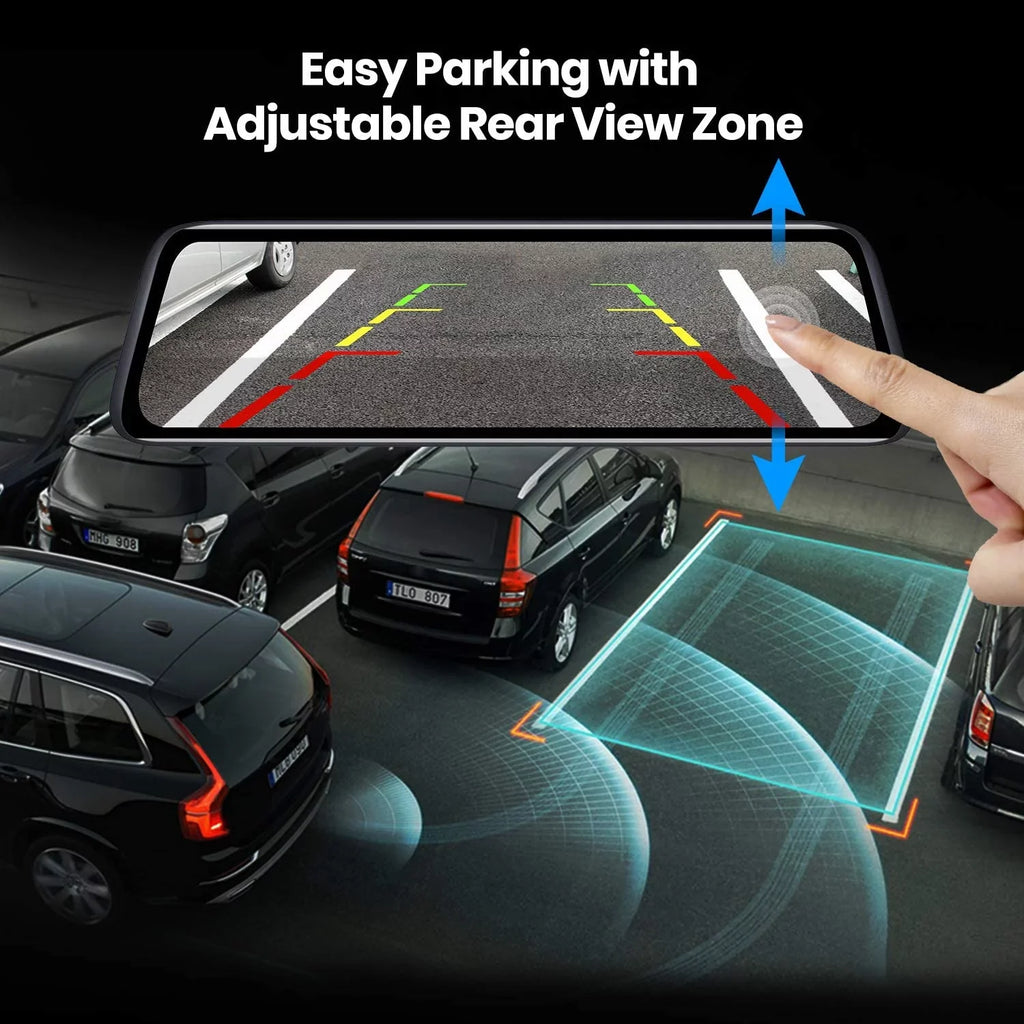 '- Mirror Dash Cam Front and Rear View Mirror Dual Camera 9.35'' Full Touch Screen 1080P Super Night Vision Car Backup Camera for Driving Safety