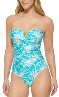 Calvin Klein   Printed -Notch Bandeau One-Piece Swimsuit,  18