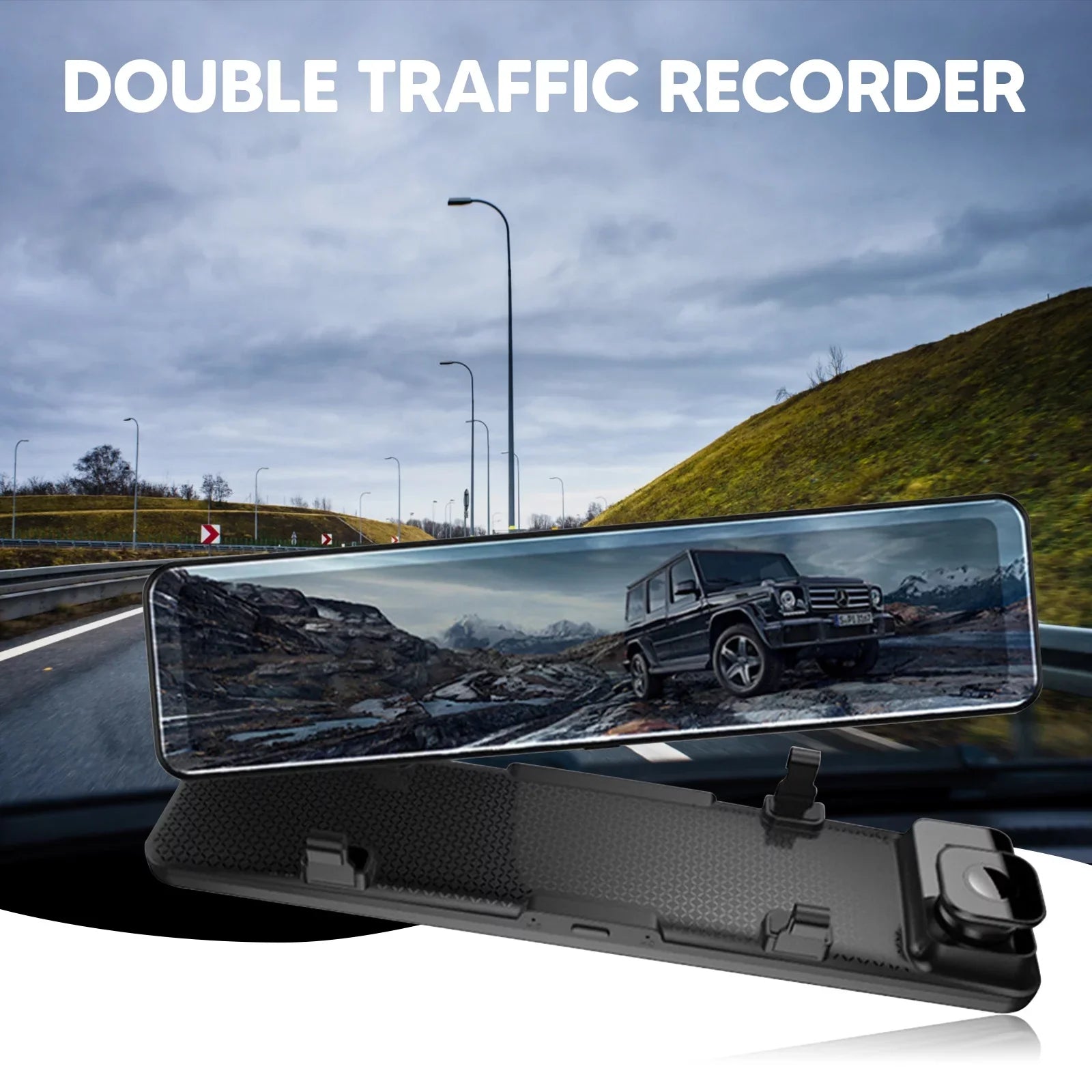 Car Rear View Mirror Camera Dual Dash Cam  Video Recorder Driving Recorder with Night Vision Panoramic Rearview Mirror with 4K 12" Full Touch Screen