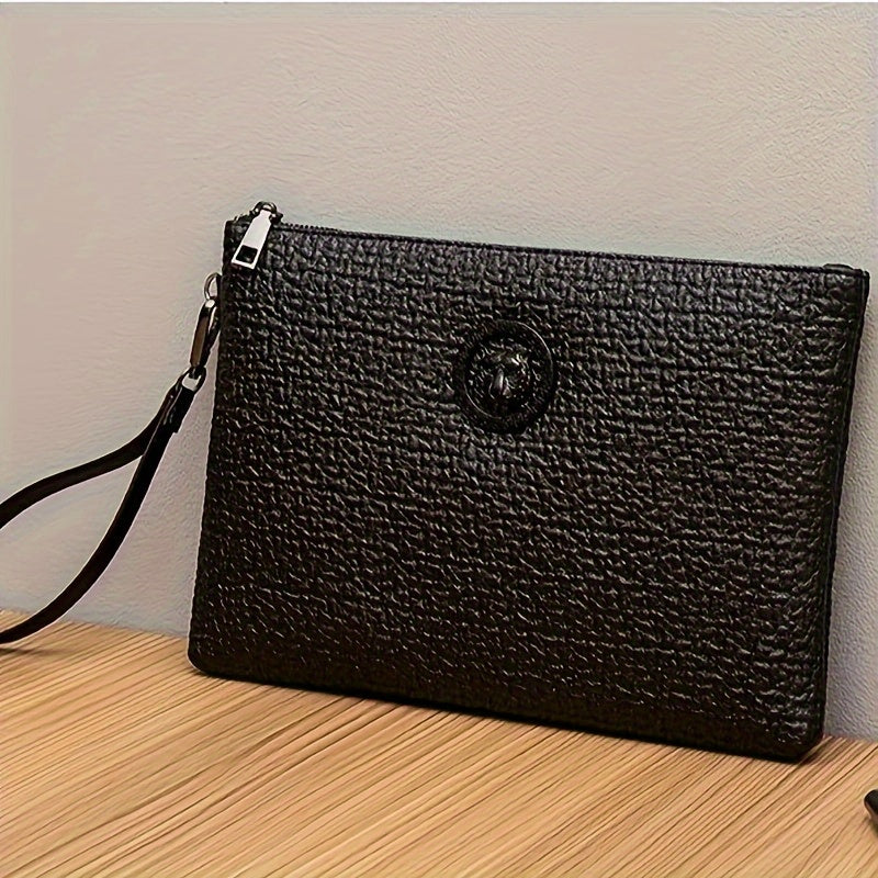 moocr Men‘s Fashion Business Clutch Bag  Tiger Head Handbag  Large Capacity Envelope Bag