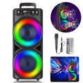 Dual 8-inch Portable Party Bluetooth Speaker 6000W Subwoofer Heavy Bass Loud Sound System Party Speaker & Mic -///