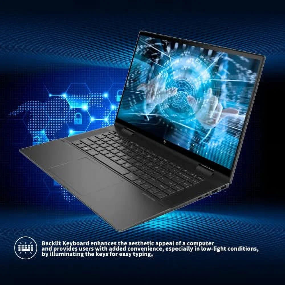 2022 Envy x360 2-in-1 15.6" Touchscreen Laptop,  Ryzen 7 5825U, 64GB , 2TB PCIe ,  Radeon Graphics, True Vision 5MP  Camera, Backlit Keyboard, Win 11, Black, 32GB  Card