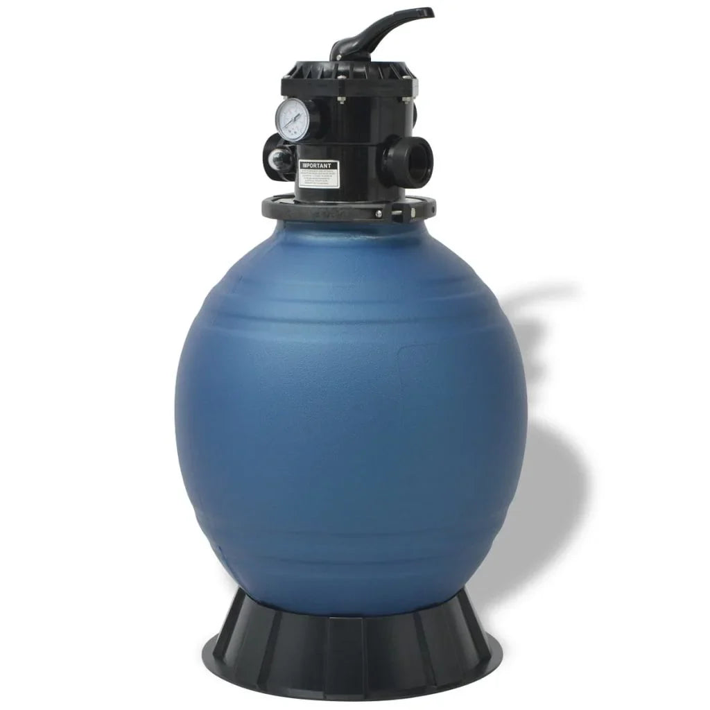 Pool Sand Filter with 6 Position Valve Blue 18 inch