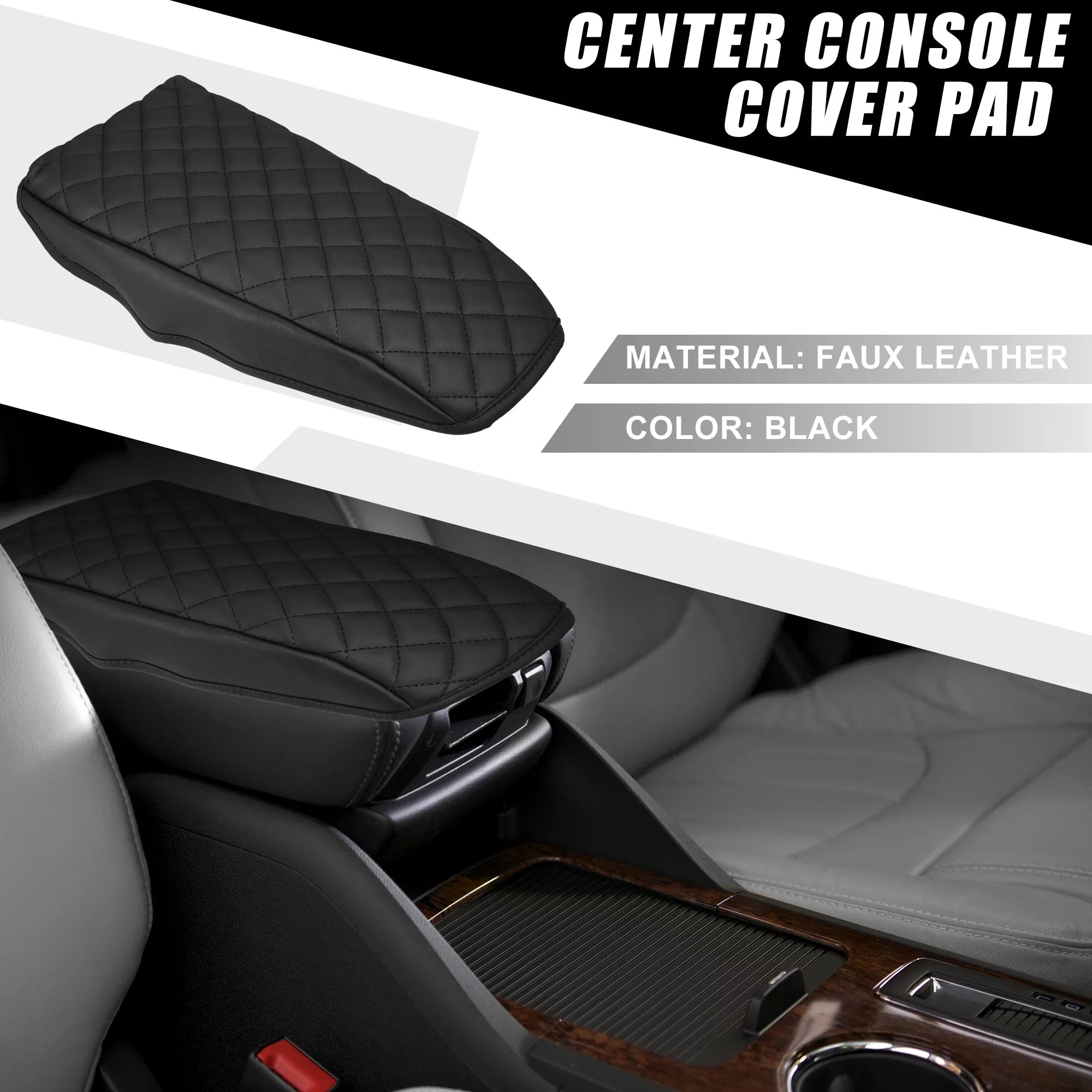 Unique Bargains Car Center Console Pad Waterproof Armrest Seat Box Cover Protector for Ford Bronco Sport 2020-2023 Black