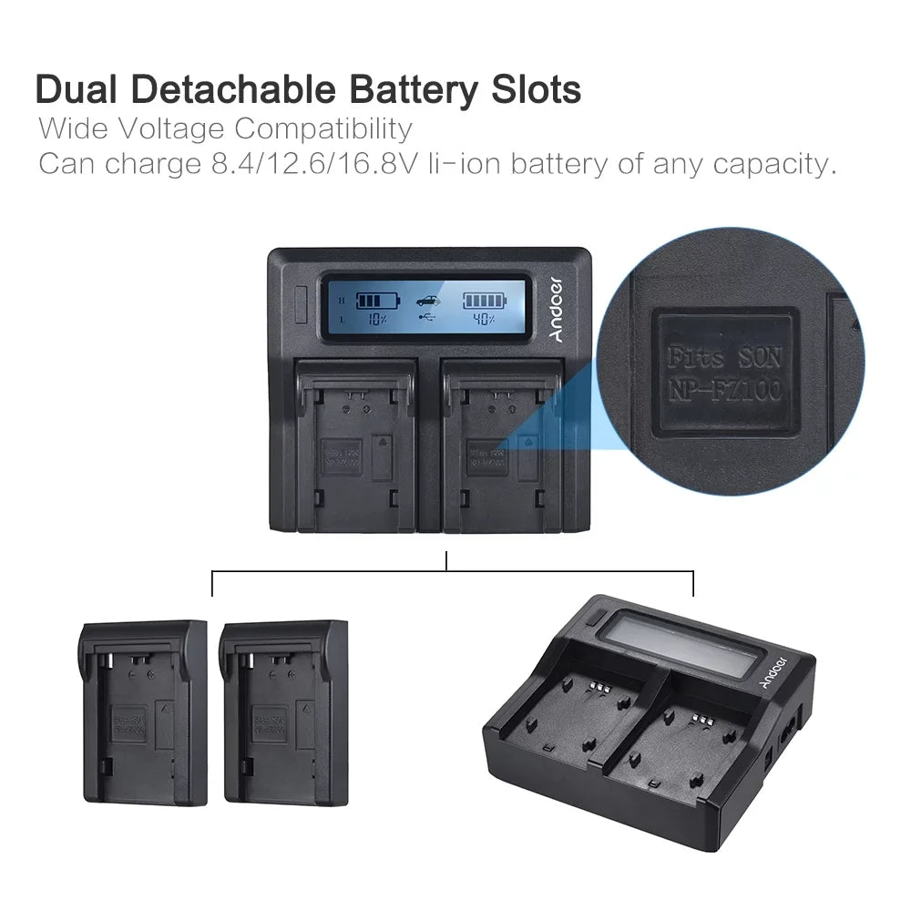 Andoer - Dual Channel  Battery Replacement for