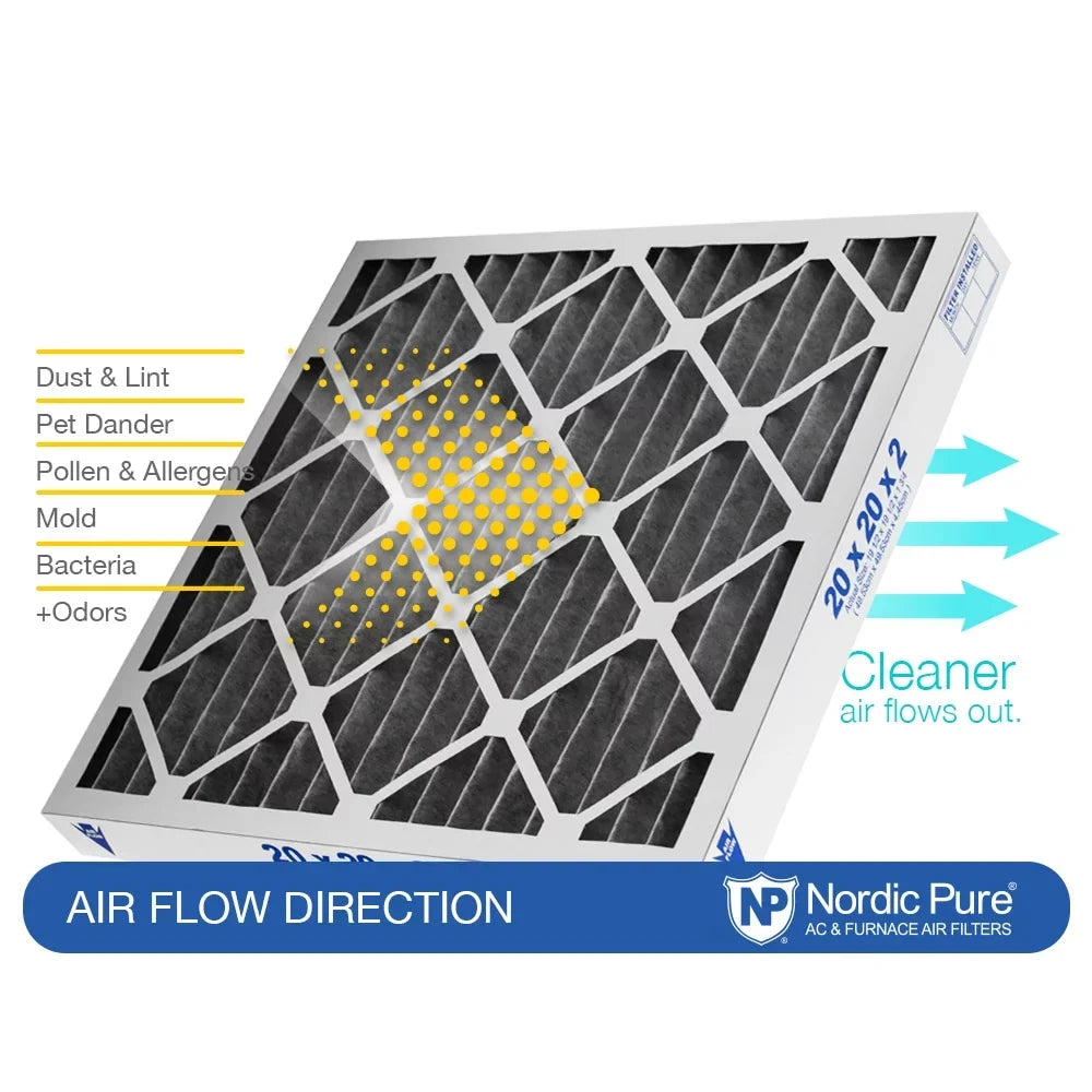 Nordic Pure 24x24x2 Furnace Air Filters  8 Pleated Plus Carbon 3 Pack