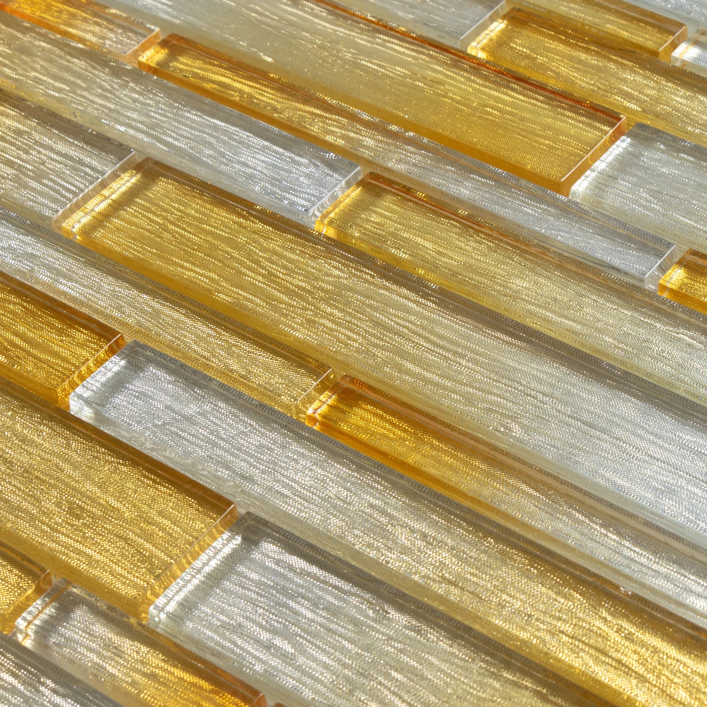 Tiles - Foil Silver/Gold 12 in. x 12 in. Interlocking Glass Mosaic Wall Tile (5 sq. ft. / Case)