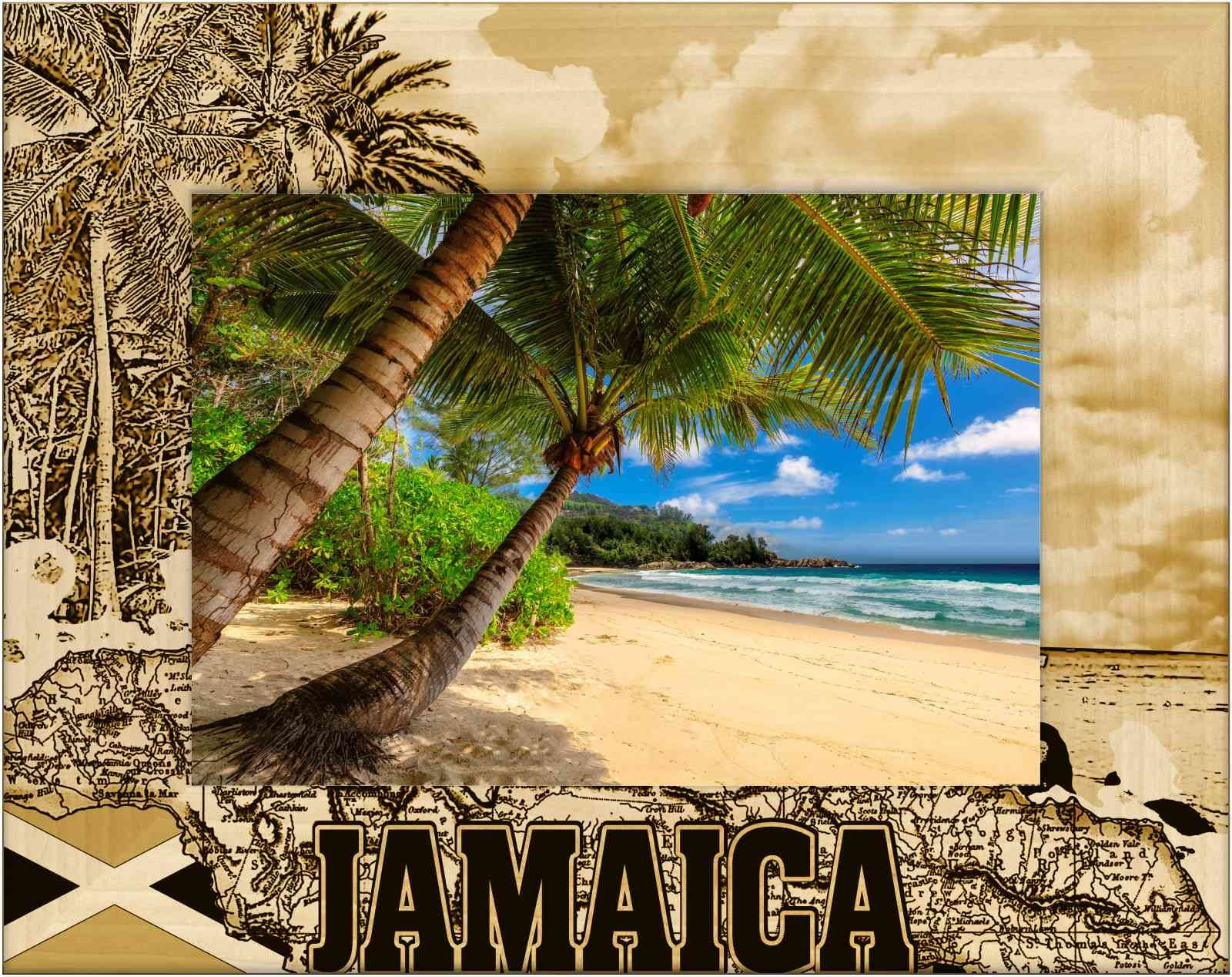 Jamaica Laser Engraved Wood Picture Frame Landscape (5 x 7)