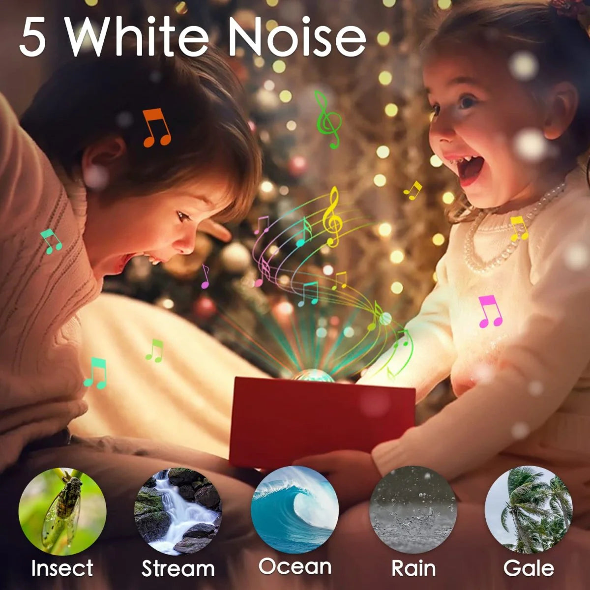 Starry Sky Projector with 14 Light Modes & White Noise for Bedroom
