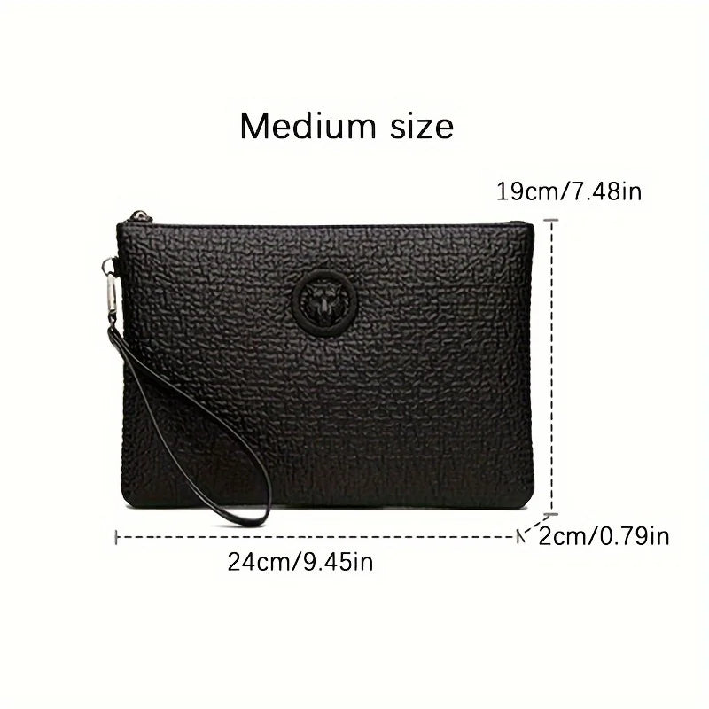 moocr Men‘s Fashion Business Clutch Bag  Tiger Head Handbag  Large Capacity Envelope Bag