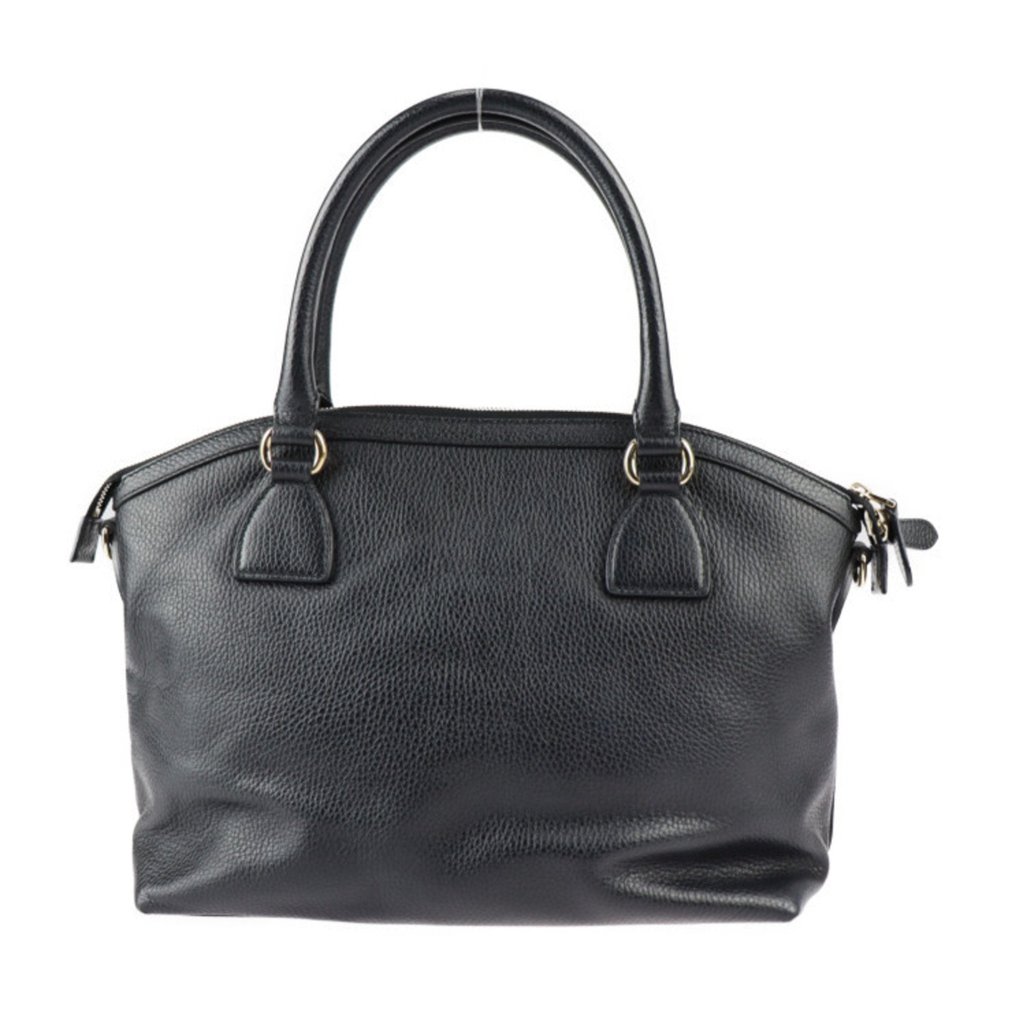 Pre-Owned  Gucci Interlocking  Handbag 449651 Leather Black Gold Hardware 2WAY Tote Bag Shoulder (Good)