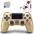 Pre-Owned Sony Dual Shock Gold Gaming Controller For  Console + Wired Earbuds   Bundle (Refurbished: Like New)