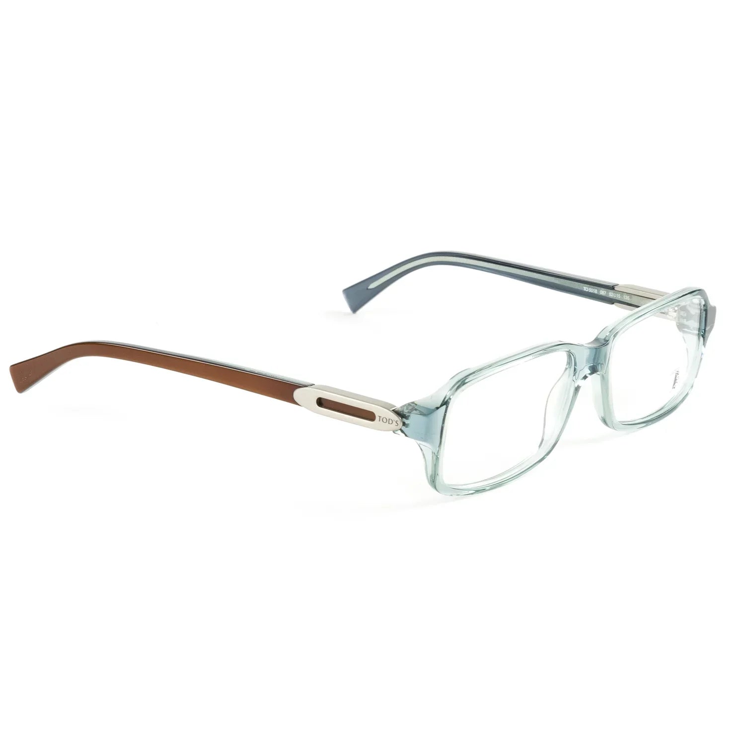 Tod's Rectangular Acetate Eyeglass Frames  52mm Transparent Turquoise