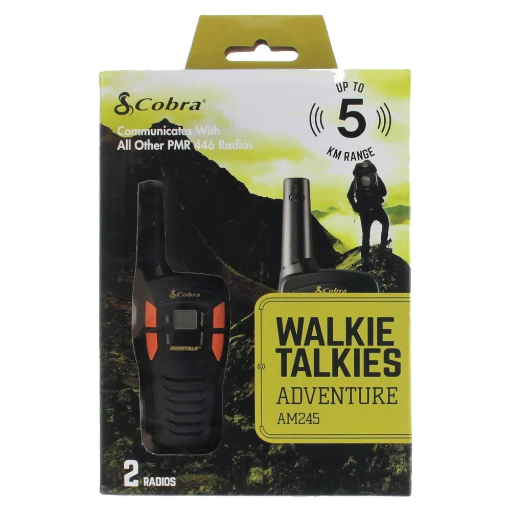 Cobra  Compact Walkie Talkies for Adults - Rechargeable, Lightweight, 22 Channels, Long Range 16-Mile Two-Way Radio Set