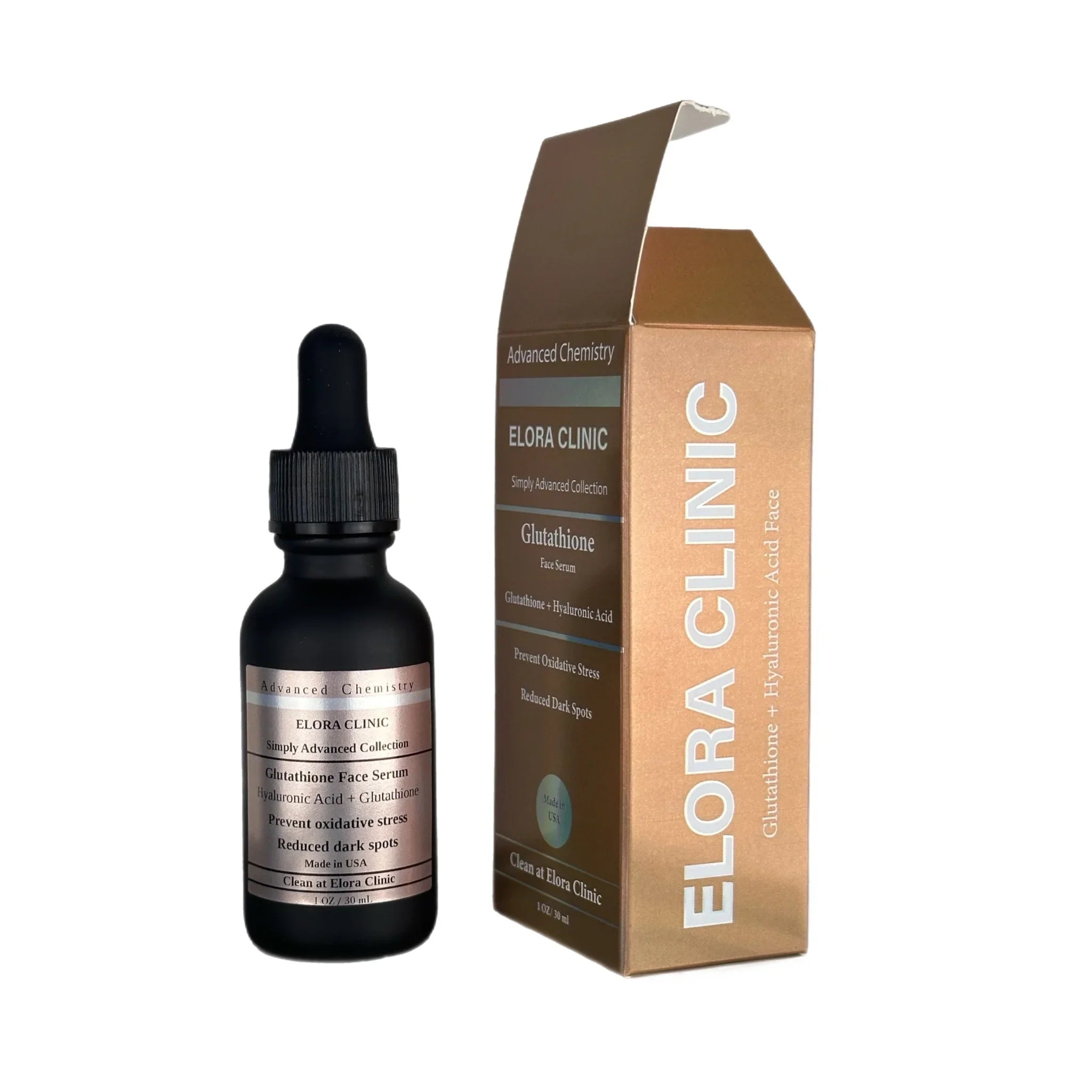 Elora Clinic Glutathione Serum - Hyaluronic Acid + Glutathione - Hydrating & Rejuvenating Hyaluronic Acid + Glutathione Serum - Oil Free - Water Based