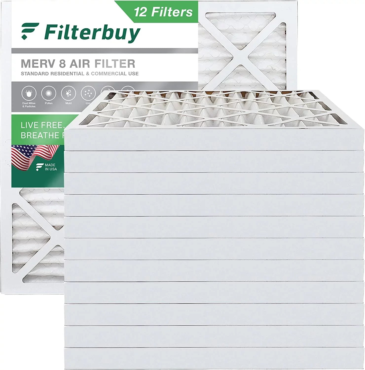 Filterbuy 15x15x2  8 Pleated   Furnace Air Filters (12-Pack)