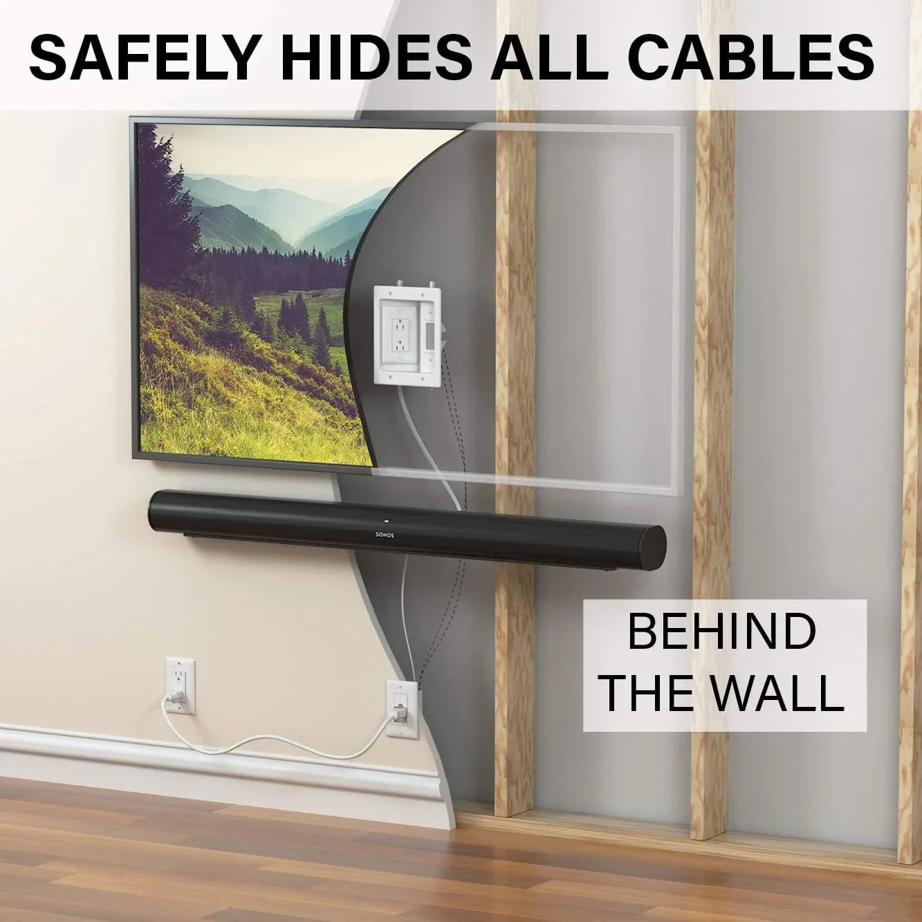 Open Box  In-wall Cable Management Kit for Mounted  & Soundbar - - White