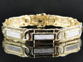 Mens Pave Set 14K Yellow Gold Round Cut Genuine Diamond 8.5 Inch Bracelet 3 Ct