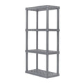 4-Tier Plastic Rack Storage Shelf with 160 lb. Total Capacity, Elephant Gray