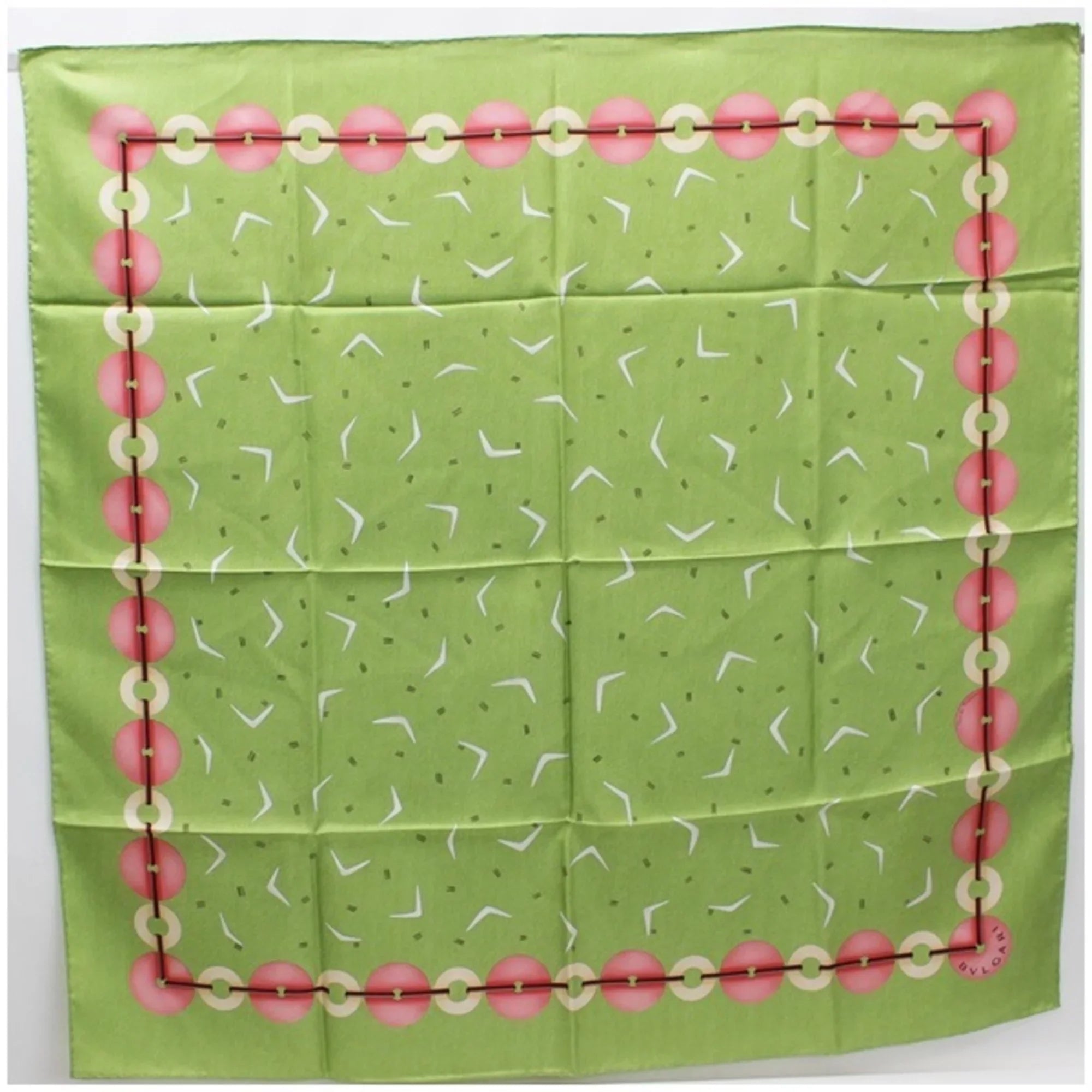 Pre-Owned Bvlgari Silk Scarf Muffler Green  Women's (Like New)