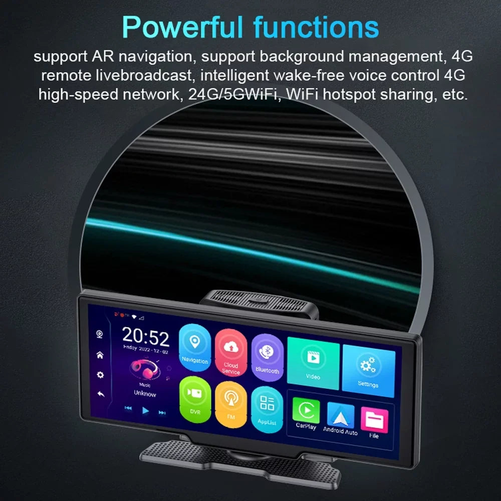Tickas Multi-language Dual Lens Car Video Recorder Auto Dash Cam Car Recorder Night Viewing 10.26in  170 Degree Wide Angle Car Global Positioning System Navigation Camcorder