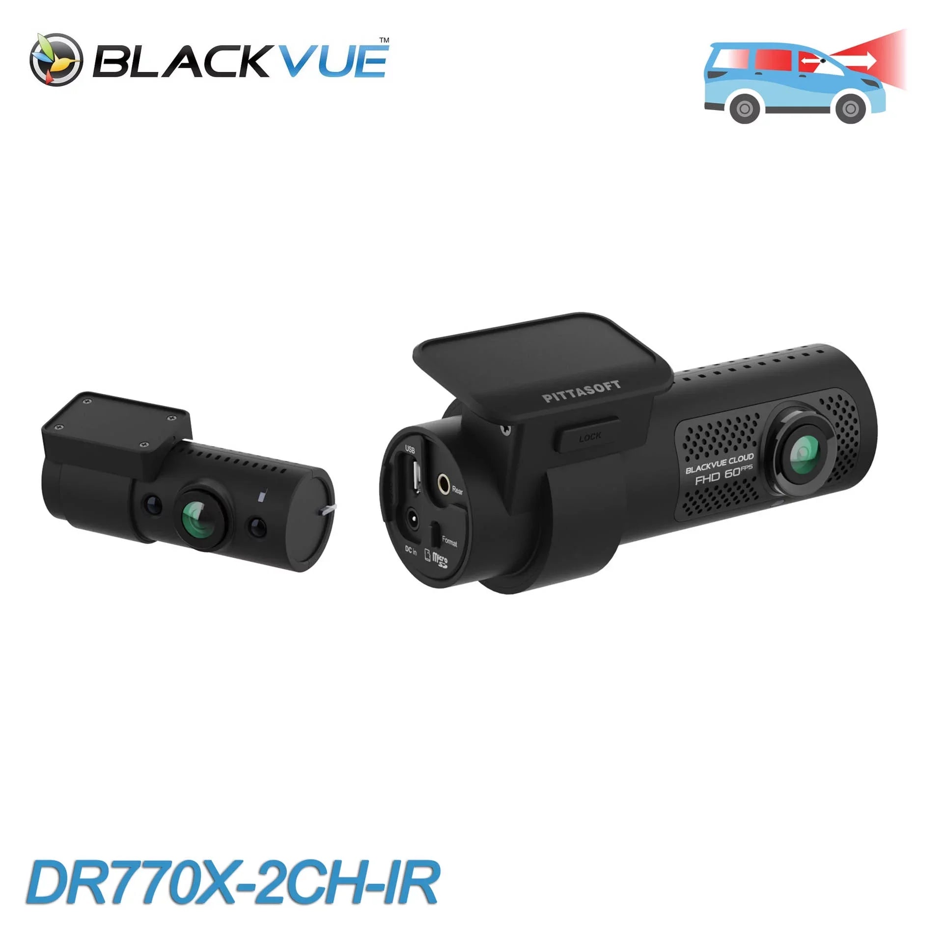 BlackVue -2CH- Front + Infrared Interior Dash Cam With 128GB Card | Cloud-Ready 1080p 60FPS  & WiFi