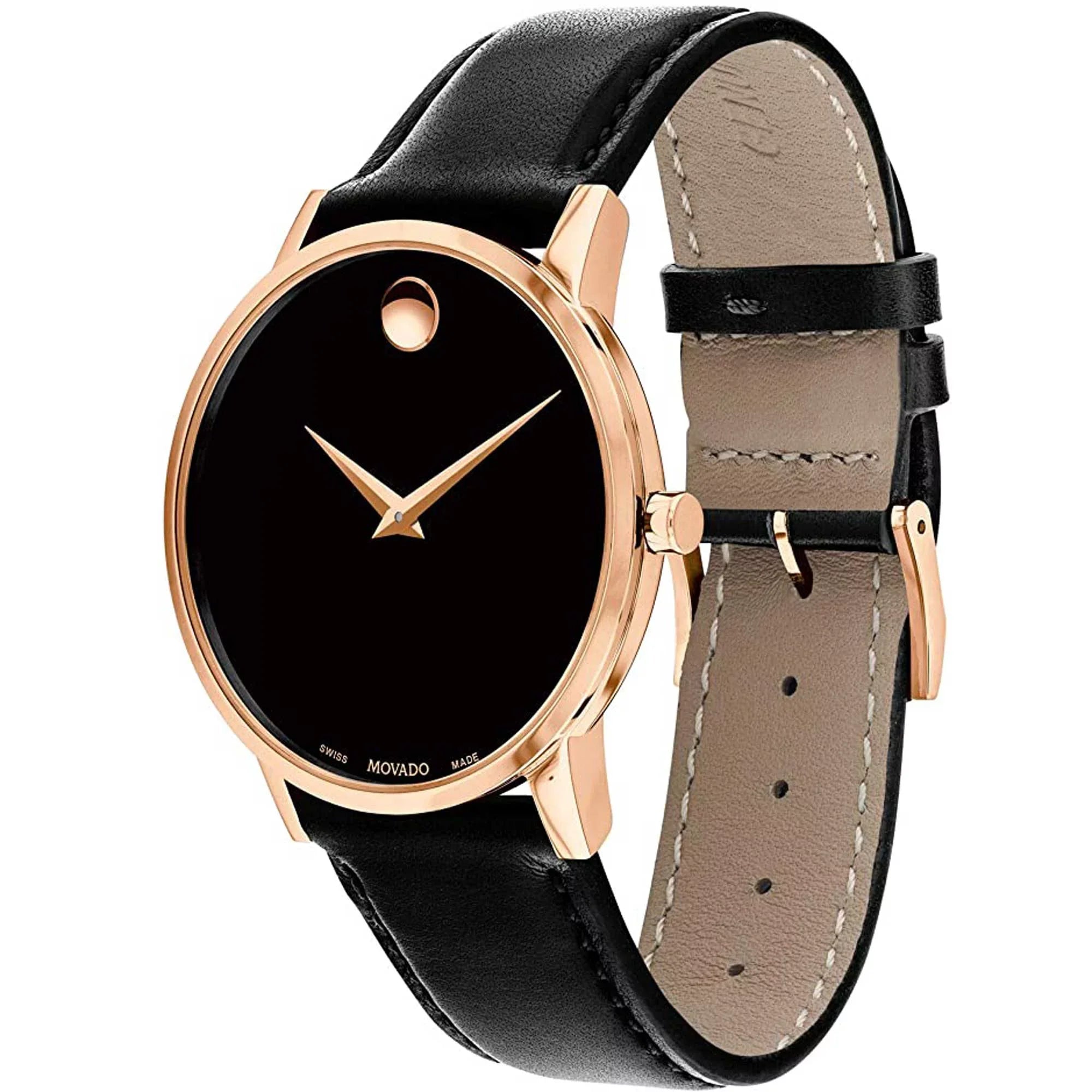 Movado 0607315 Rose Gold Museum Classic Black Leather Men's Watch
