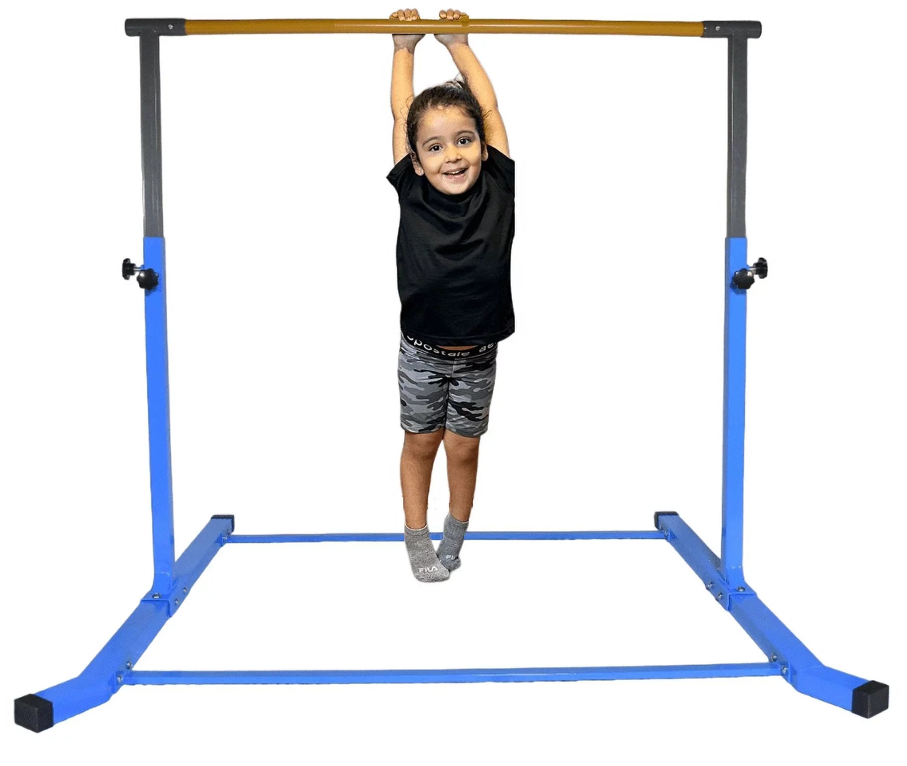 5 Star- Gymnastics Training Kip Bar for Kids, Expandable Between 3  to 5 , Adjustable Height Horizontal Bar Gymnastic Training Fitness Equipment for Home Practice Tumbling (Blue)