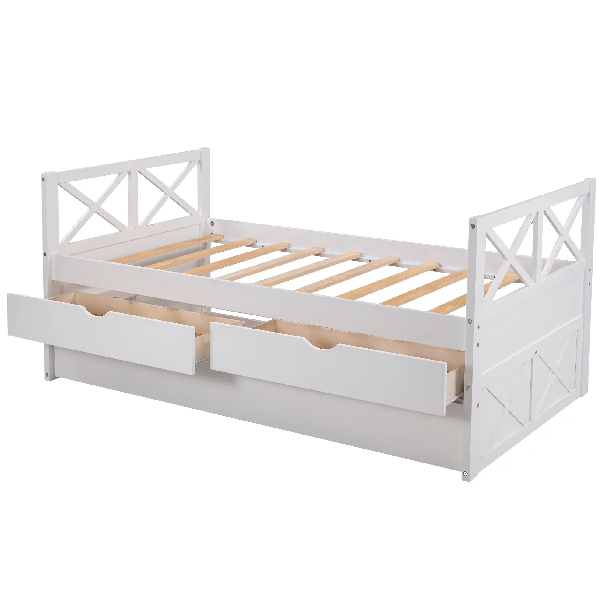 Merax Solid Wood Captain Bed with Trundle and Drawers, Twin, Multiple Colors
