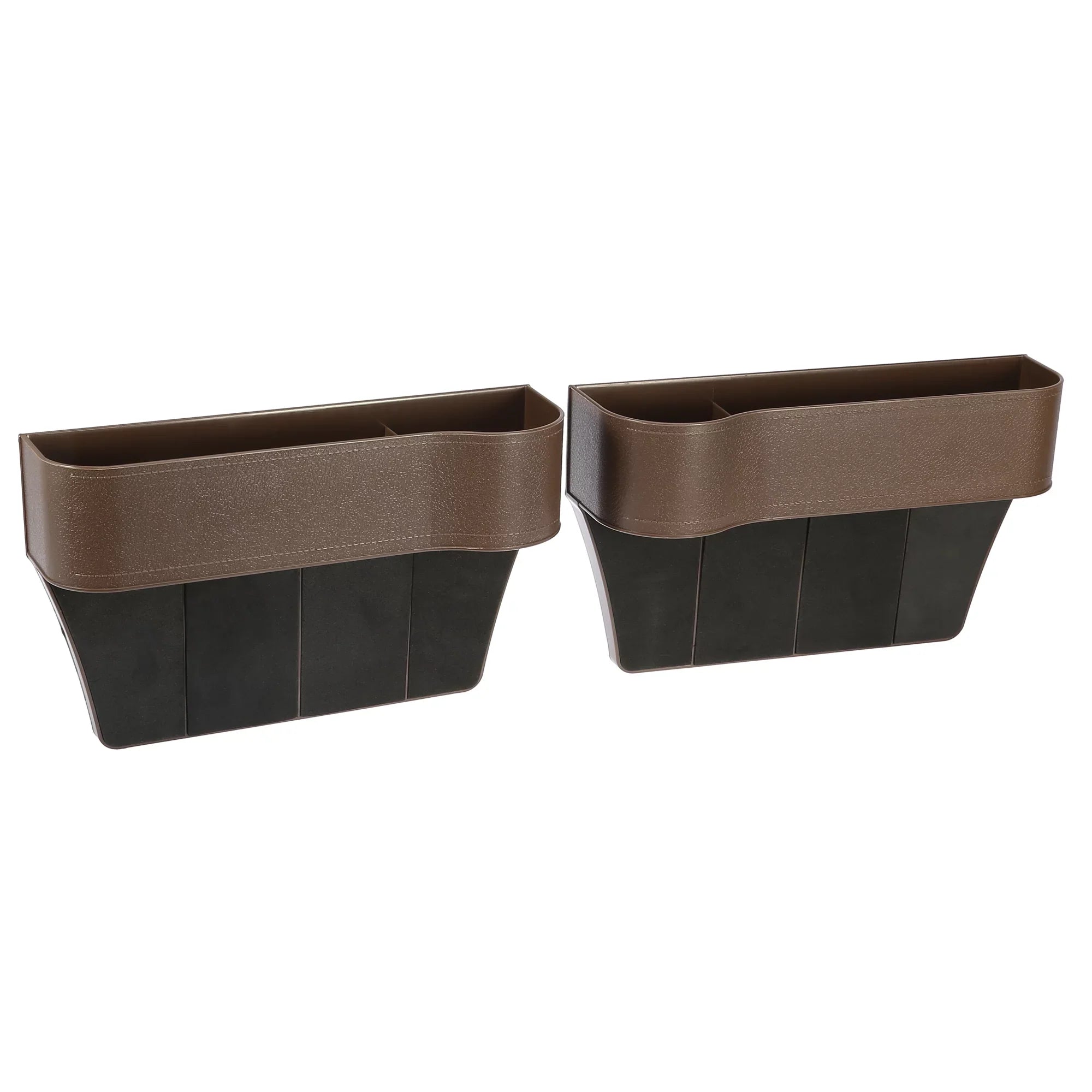Unique Bargains Pair Car Seat Gap Storage Box Organizer Multifunctional Filler Console Coin Holders Plastic Brown