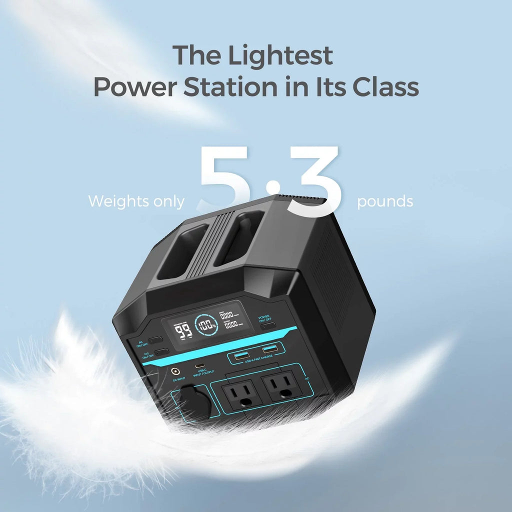 Renogy Portable Power Station 222Wh Solar Generator 2 120V/200W  Outlets, 60W -  Output, Lightweight Lithium Backup Battery Pass-Through Charging for Outdoor Camping Home Emergency