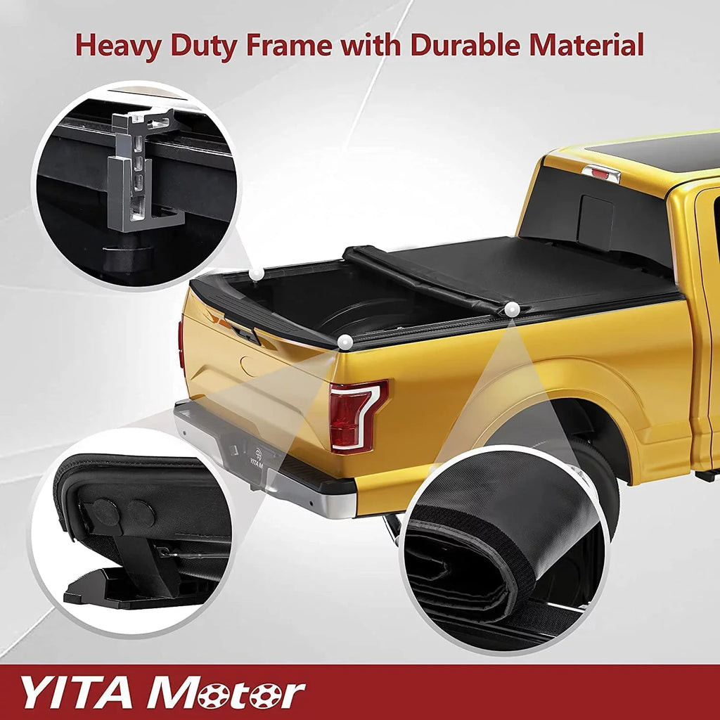 Ledkingdomus 6.2 ft Bed Soft Roll Up Truck Bed Tonneau Cover for 2015-2022 Chevy Colorado/ Canyon