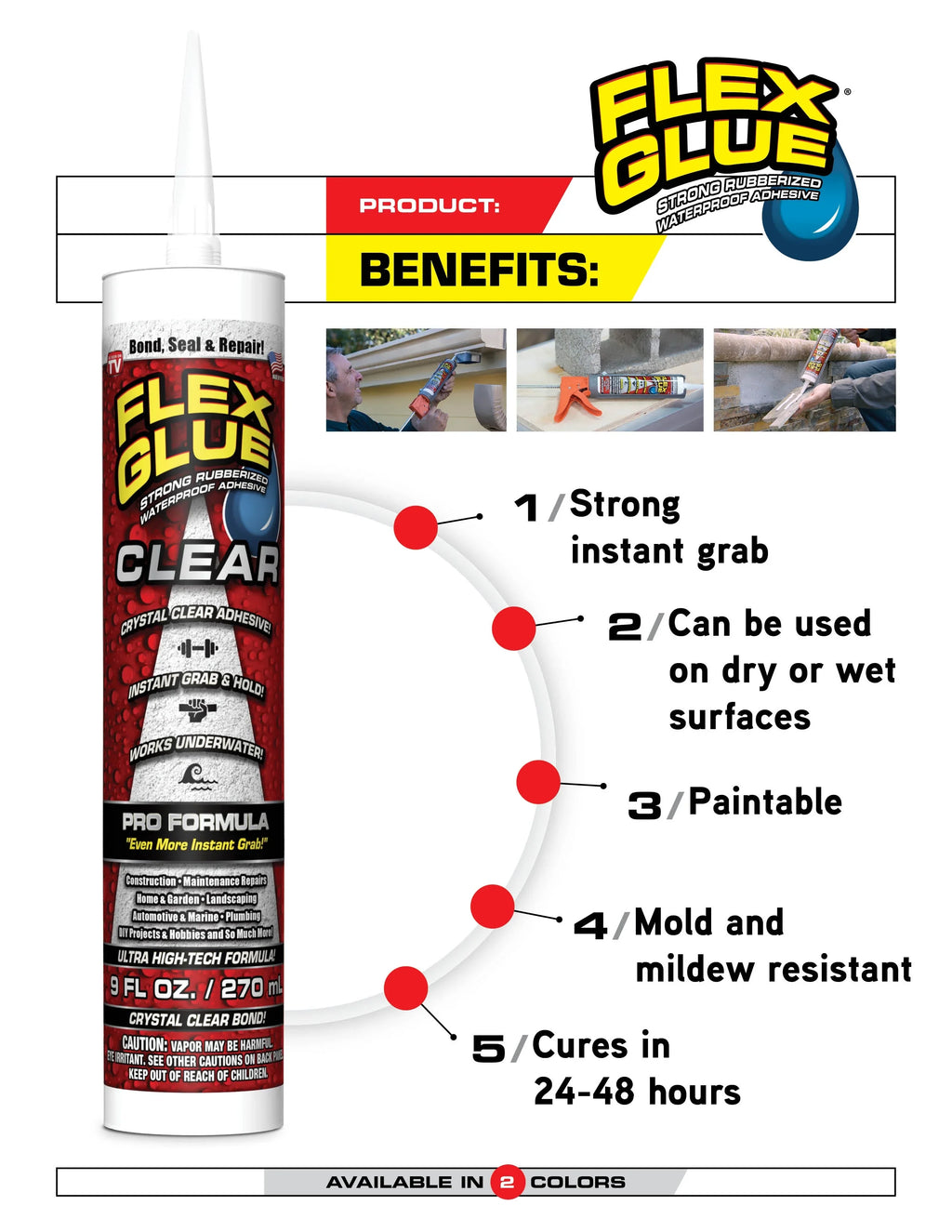 Flex Seal Family Of Products Flex Glue White Rubberized Waterproof Adhesive 10 Oz